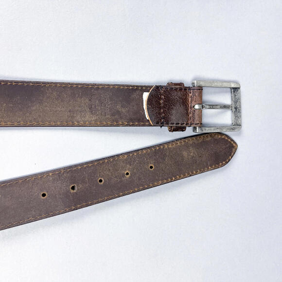 Vintage Brown Leather Men's Belt with Silver Buckle by Buffalo - Picture 7 of 8